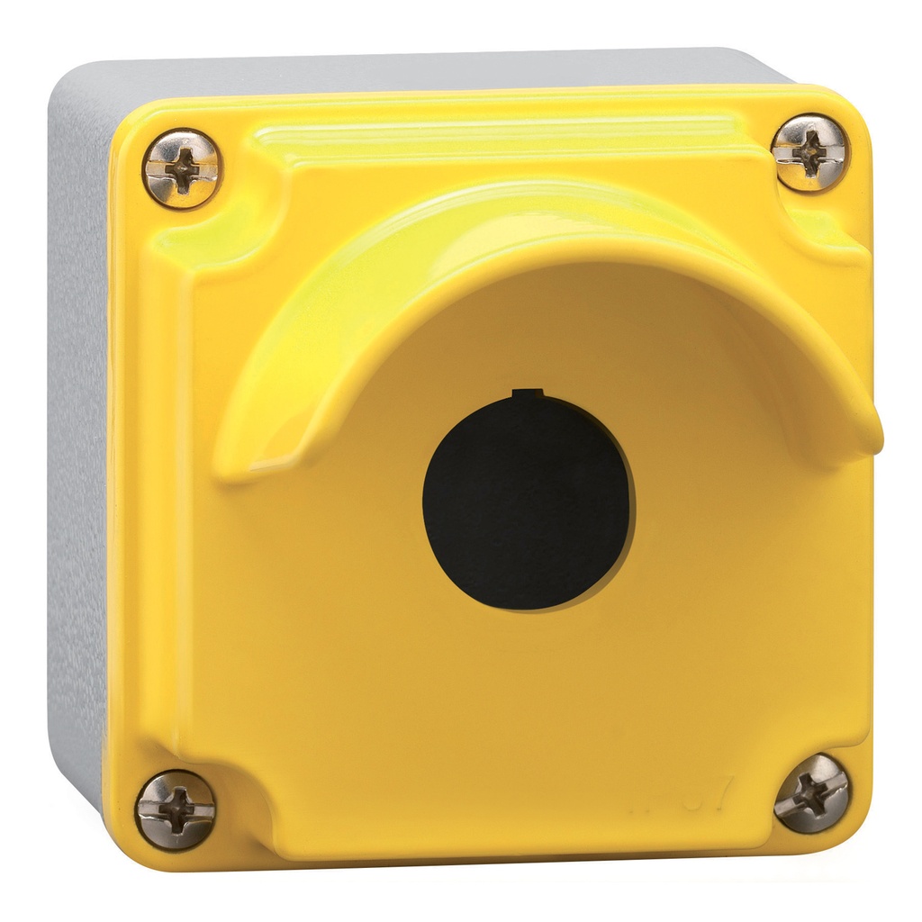 Metal Push Button Enclosure, Push Button Switch Enclosure With 1 Position, Yellow Cover With Shroud, 22mm Hole, Waterproof  IP67, Nema 4X