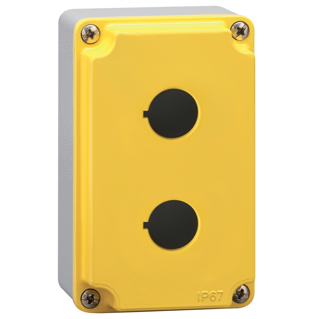 Metal Push Button Enclosure, Push Button Switch Enclosure With 2 Positions, Yellow Cover, 22mm Hole, Waterproof  IP67, Nema 4X