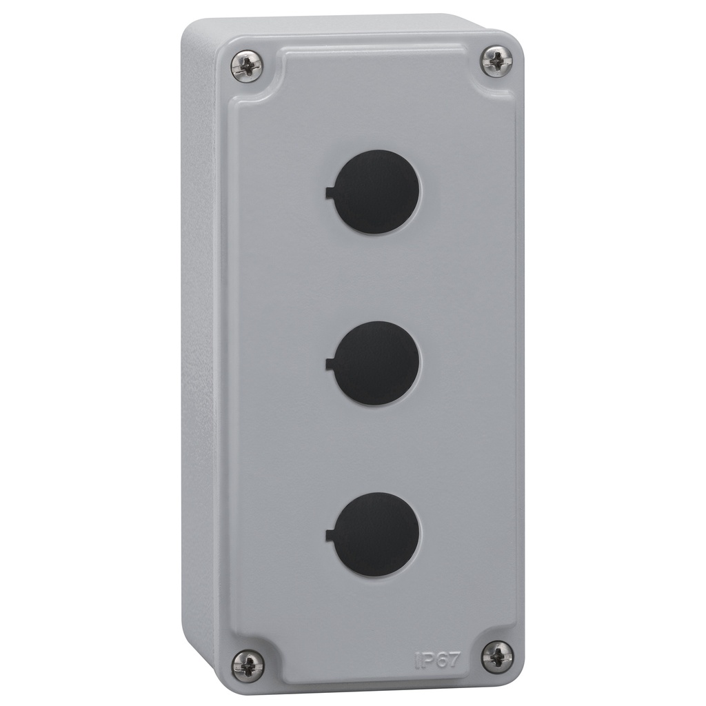 Metal Push Button Enclosure, Push Button Switch Enclosure With 3 Positions, Gray Cover, 22mm Hole, Waterproof  IP67, Nema 4X