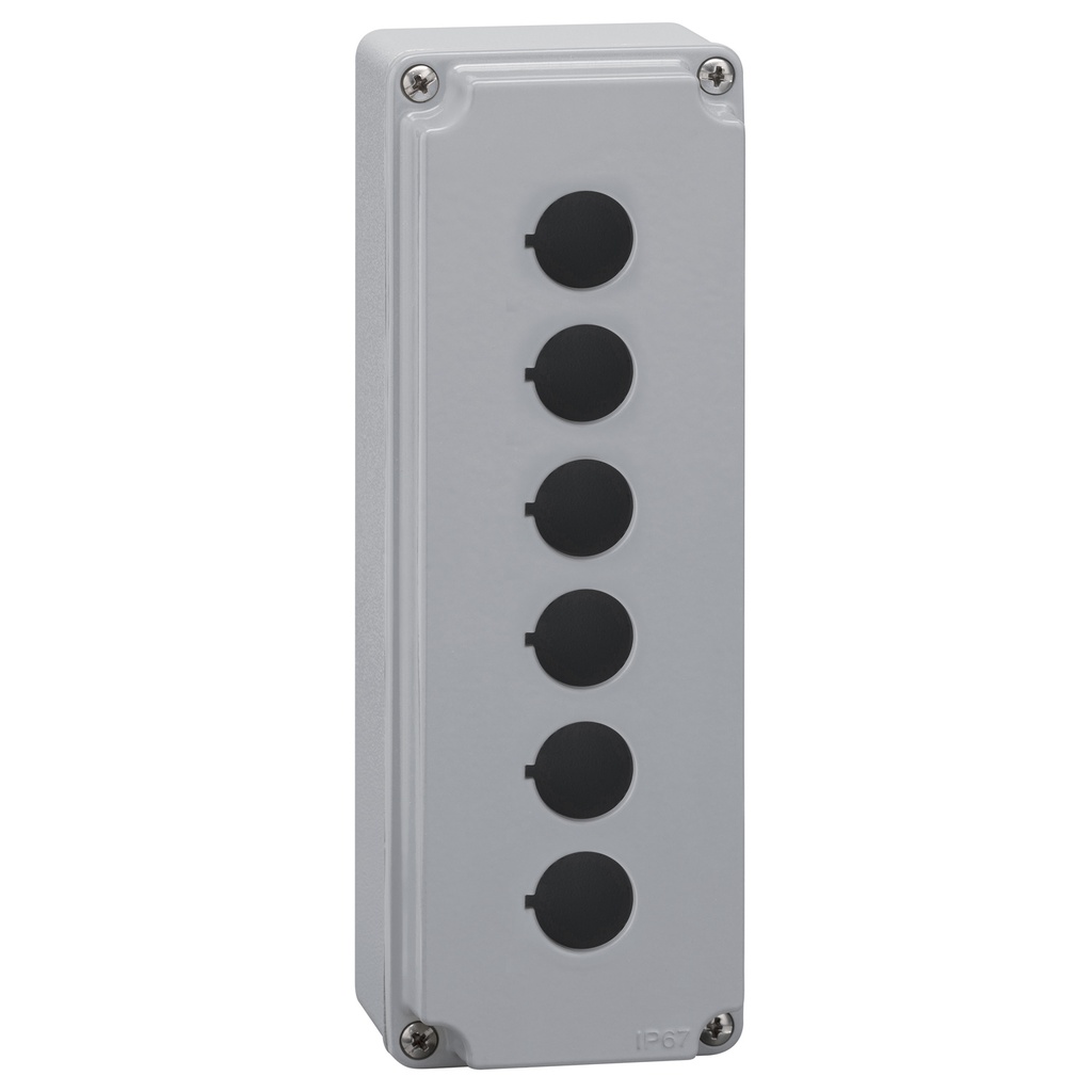 Metal Control Station Enclosure, 6 Holes, 22mm, IP67, 4X, Waterproof