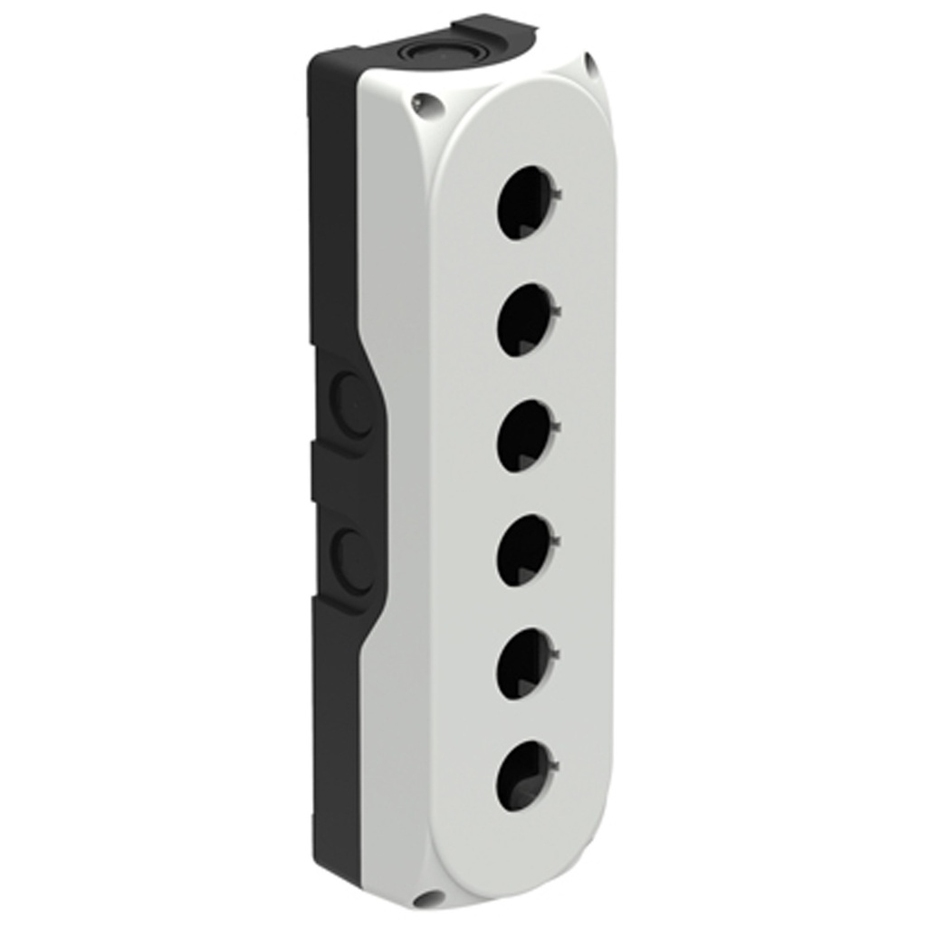 Control Station Enclosure, 6 Position, 22mm, Gray, IP69K, UL