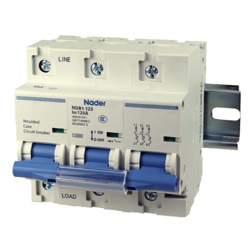 [NDB1-125C125-3] Mini Circuit Breaker UL1077 Listed | 125A  C Curve | 400/415VAC  10kAIC | DIN Rail Mount | Non Polarized MCB Branch Circuit Protection | NDB1-125C125-3 (3 Pole  C Trip  125 Amp)