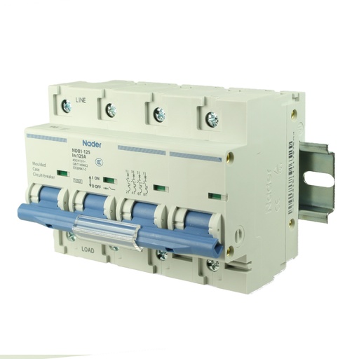 [NDB1-125C125-4] Mini Circuit Breaker UL1077 Listed | 125A  C Curve | 400/415VAC  10kAIC | DIN Rail Mount | Non Polarized MCB Branch Circuit Protection | NDB1-125C125-4 (4 Pole  C Trip  125 Amp)