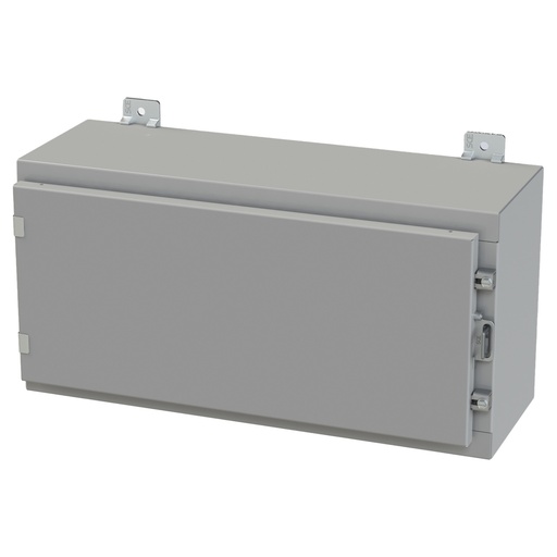 [SCE-12H2408LP] NEMA 3R, 4, 12 Enclosure, Wallmount, 12" H x 24" W x 8" D, Carbon Steel, Powder Coat gray