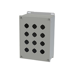 [SCE-12PBX] Push Button Enclosure, Extra Deep, 30.5mm Hole, 12 Hole, Steel, Gray