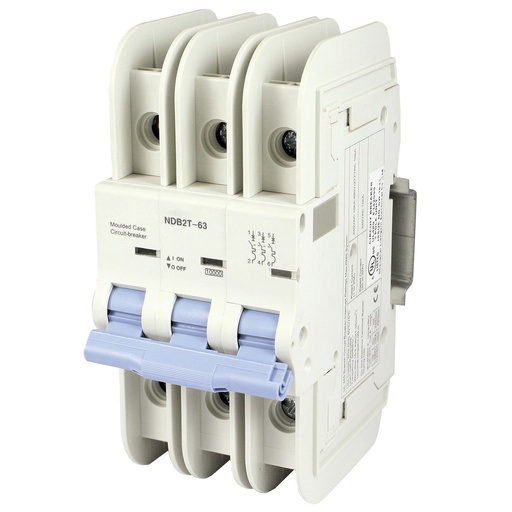 [NDB2T-63C40-3L] Mini Circuit Breaker | UL489 Listed  | 40A  C Curve  240V/480Y/277VAC  80VDC  10kAIC |  DIN Rail Mount |  Non Polarized |  MCB Branch Circuit Protection | NDB2T-63C40-3L (3 Pole, C Trip, 40 Amp)