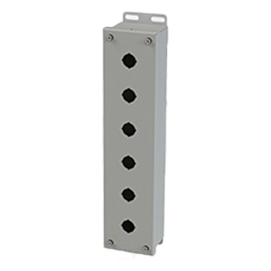 [SCE-6PBVLI] Push Button Enclosure, 22.5mm Hole, Single Row Six Hole, Steel, Gray