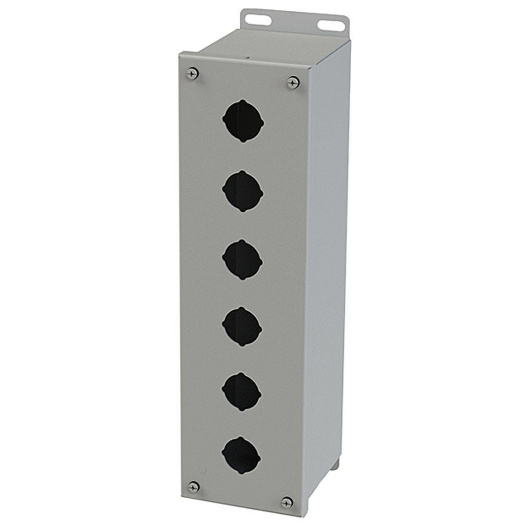 Push Button Enclosure, Extra Deep, 30.5mm Hole, 6 Hole, Steel, Gray ...