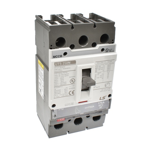 [UTS250N-FTU-175A-3P-LL-UL] UTS250 MCCB | 175 Amp | 3 Poles | 600V AC Class | UTS250 Frame | Fixed Thermal, Fixed Magnetic Trip | Line & Load Side Lugs | UL489 | Molded Case Circuit Breaker | UTS250N-FTU-175A-3P-LL-UL