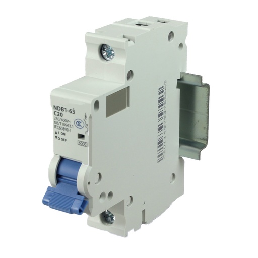 [NDB1-63C6-1] 6 Amp, 1 Pole, 230/400V AC, 80V DC, Trip Curve: C, DIN Rail Mount, Miniature Circuit Breaker