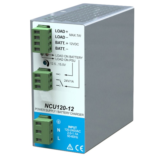 [ASINCU120-12] DIN Rail AC UPS, 12V DC, 7A, 120W, Total AC-DC UPS