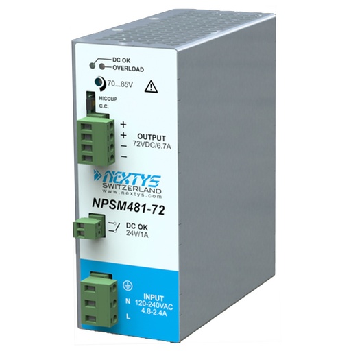 [ASINPSM481-72] 72V DIN Rail Power Supply, 6.7A 480W Output, 120V Input
