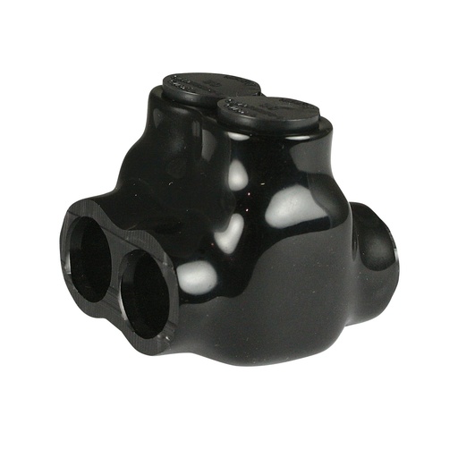[AICD1-0-2] Insulated Multi Tap Connector, 2 Port, 14 AWG-1/0 AWG, 600V, Black Insulation, Dual Side Wire Entry, UL Listed 486B