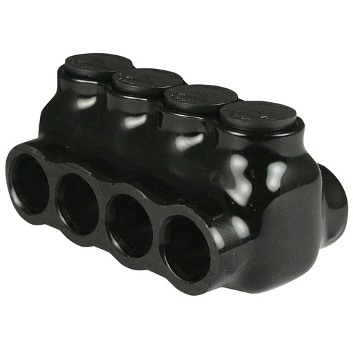 [AICD1-0-4] Insulated Multi-Tap Connector | 4-Port | 14 AWG - 1/0 AWG | 600V | Dual Side Wire Entry | Black Insulation | UL 486B Listed