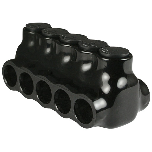 [AICD1-0-5] Insulated Multi Tap Connector |  5 Port | 14 AWG-1/0 AWG |  600V Class | Black Plastisol Insulation | Dual Side Wire Entry | UL Listed 486B