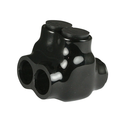 [AICD2-0-2] Insulated Multi Tap Connector, 2 Port, 6 AWG-2/0 AWG, 600V, Black Insulation, Dual Side Wire Entry, UL Listed 486B