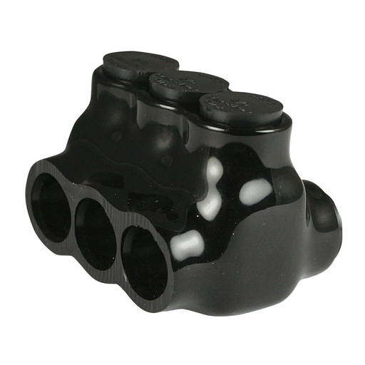 [AICD2-0-3] Insulated Multi Tap Connector, 3 Port, 6 AWG-2/0 AWG, 600V, Black Insulation, Dual Side Wire Entry, UL Listed 486B