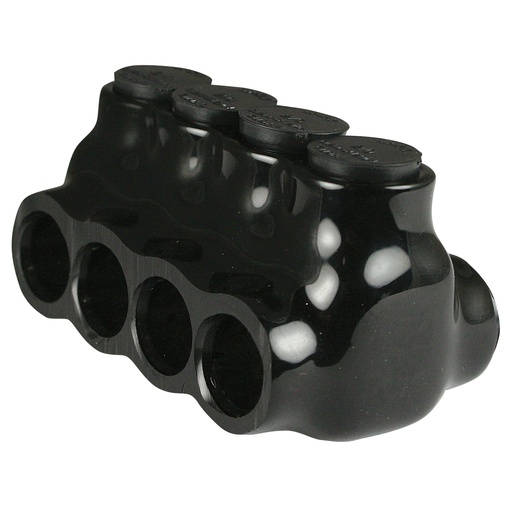 [AICD2-0-4] Insulated Multi Tap Connector, 4 Port, 6 AWG-2/0 AWG, 600V, Black Insulation, Dual Side Wire Entry, UL Listed 486B
