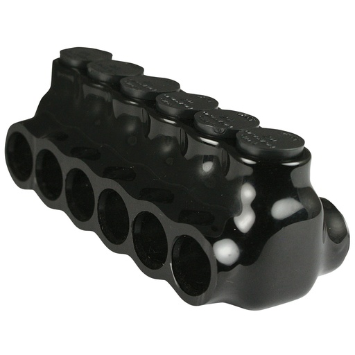 [AICD2-0-6] Insulated Multi Tap Connector, 6 Port, 6 AWG-2/0 AWG, 600V, Black Insulation, Dual Side Wire Entry, UL Listed 486B