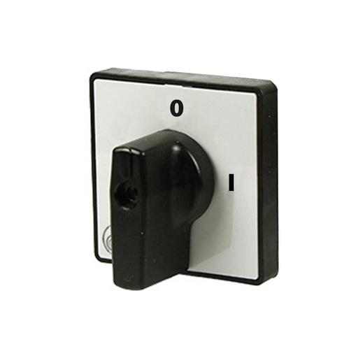 [001-0001-1] On-Off Cam Switch Handle, Black Knob, Gray Plate, 0 at Top, 1 at Right