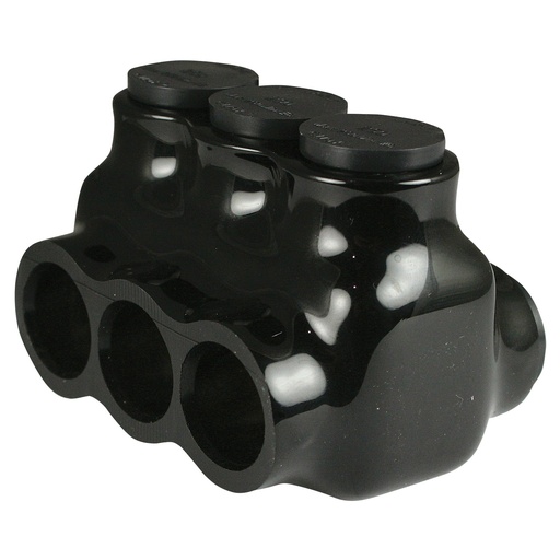 [AICD250-3] ASI AICD250-3 Insulated Multi Tap Connector | 3-Port | 6 AWG-250 MCM | 600V | Black Plastisol Coating | Dual Side Wire Entry | UL 486B Listed