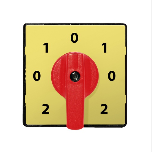 [008-0031] 7 Position Cam Switch Handle, 64x64mm, Red/Yellow