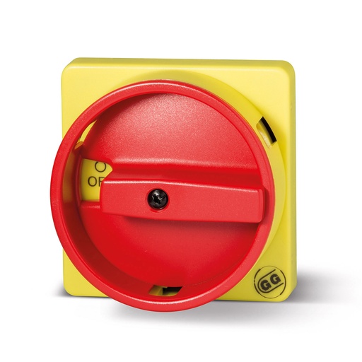 [010-0001] Yellow/Red Rotary On-Off Cam Switch Handle, Red Handle, Yellow Plate