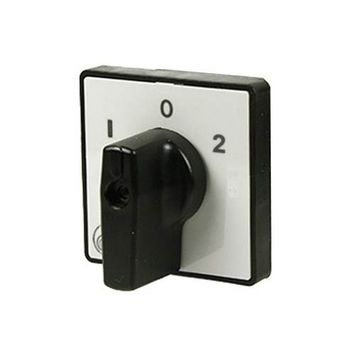 [020-0008] 3 Position Black Handle for Changeover Switches 1-0-2, Base Mount, Non-Locking, Gray Plate, 3 Position, Used with P012-P016-P020 Series