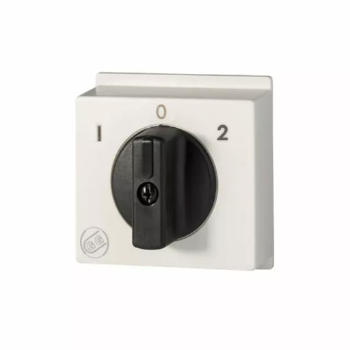 [027-0008] 3 Position Handle for Changeover Switches 1-0-2, DIN Rail Mount, Non-Locking, Black Knob, Gray Plate, For P012-P016-P020