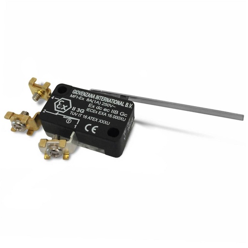 [MFI-4Ex] Micro Limit Switch, Long Lever, Screw Terminals, 8A, 250Vac