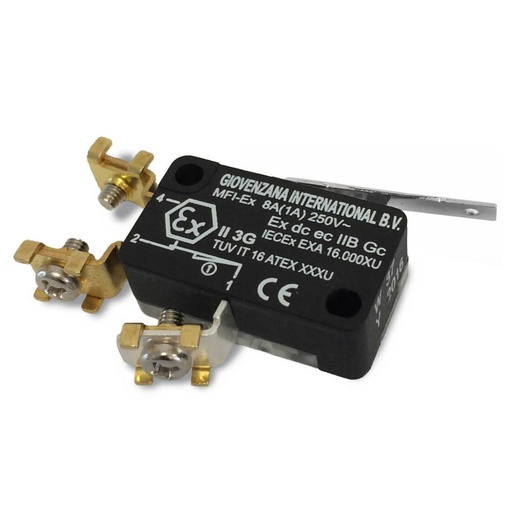 [MFI-5Ex] Micro Limit Switch, Lever, Screw Terminals, 8A, 250V AC