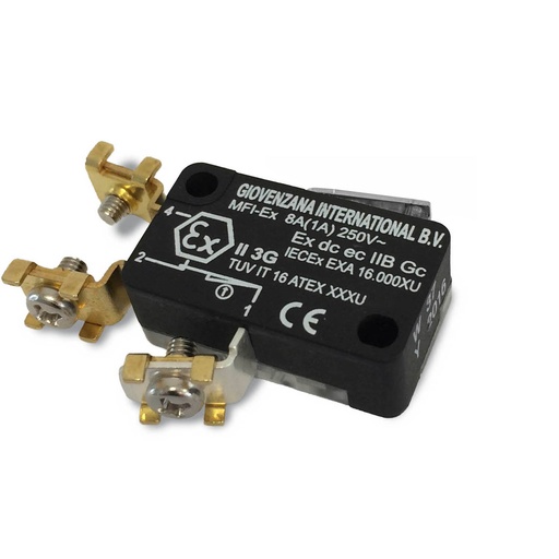 [MFI-6Ex] Micro Limit Switch, Short Lever, Screw Terminals, 8A, 250Vac