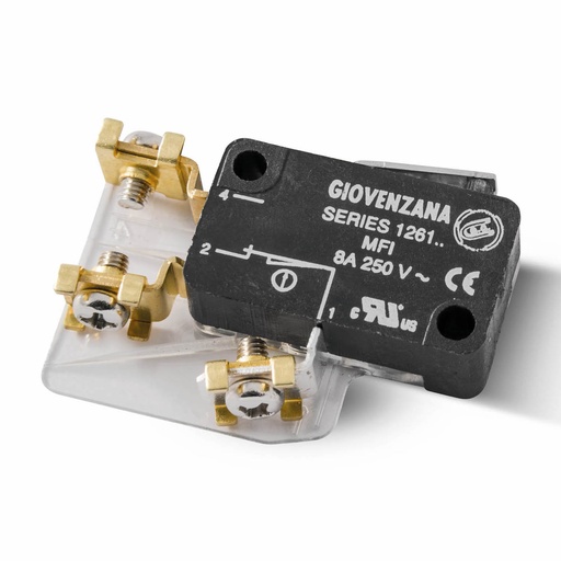 [MFI-6STP] Micro Limit Switch, Short Lever, Screw Terminals with Insulator, 8A, 250Vac
