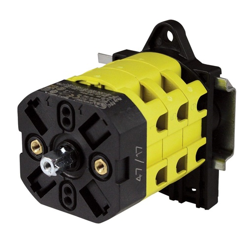 [P0120009D] 3 Position Rotary Cam Changeover Switch, 12 Amp Two Pole Changeover Switch, DIN Rail Mount, UL508 Listed