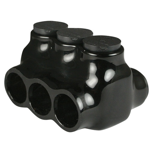 [AICD3-0-3] Insulated Multi Tap Connector |  3 Port | 6 AWG-3/0 AWG |  600V Class | Black Plastisol Insulation | Dual Side Wire Entry | UL Listed 486B