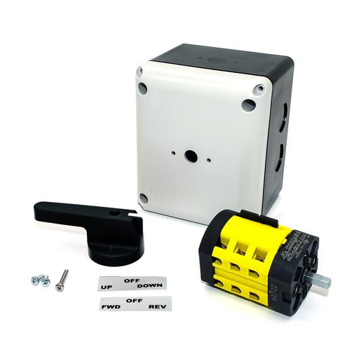 [P0202499S-BH-EKIT] ASI P0202499S-BH-EKIT Boat Lift Switch | 120/240V AC, 20A, 2HP | Single-Phase Motor Reversing Switch | Top-Mounted Black Handle | Enclosure Kit | Maintained Operation