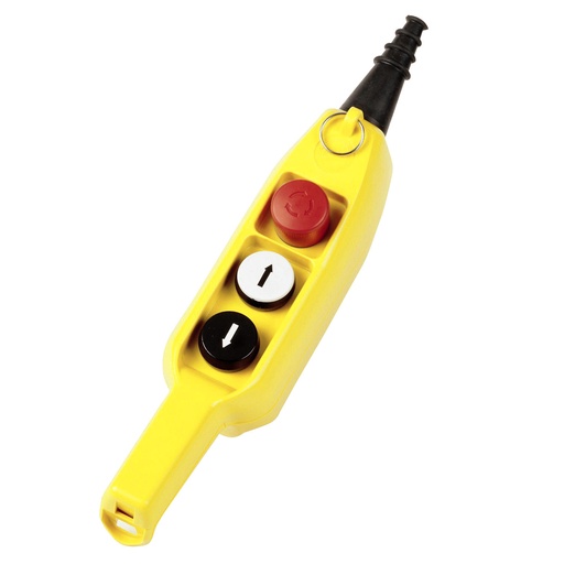 [P03.1] 3-Button Hoist Pendant Station | Single-Speed Control | 2NO + 1NC Contacts | Ergonomic Grip | IP65 NEMA 4X Rated | Emergency Stop | Industrial Push Button Controller | P03.1