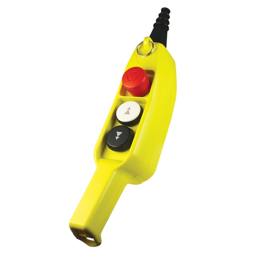 [P03D2] 3 Button Ergonomic Grip Pendant Control Station, Two Speed, Emergency Stop, Up-Down Arrows