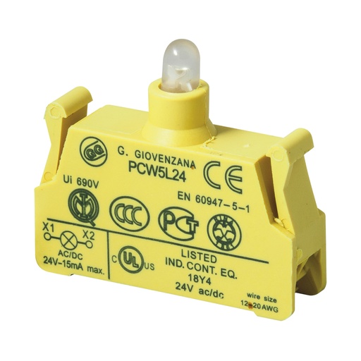 [PCW5L110] 110V Lamp holder With Built In LED For Use With 110V Illuminated Push Button Switch, Spring Terminal Connections