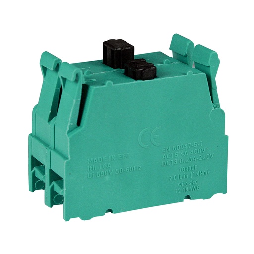 [PL004010] Contact Block | 2NO | Screw Terminal | 10A 250V AC | UL508 | Green | Pack of 1 | For P02, P03, PL, PLB Series Pendant Stations Two Speed Application | ASI PL004010