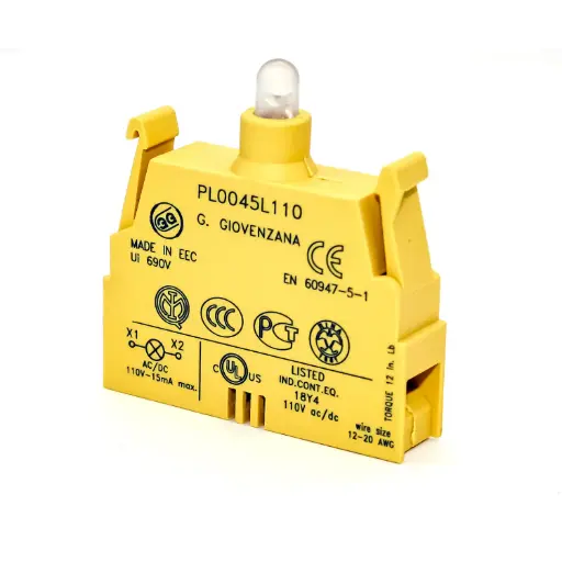 [PL0045L110] LED Lamp holder 110 Vac/dc, For Use With 22mm Illuminated Push Buttons