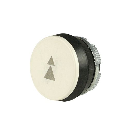 [PL005006] 22mm Momentary Push Button | White with Grey 2-Speed Up Arrow Symbol | Compatible with P02, P03, PL, PLB & TLP Series Pendant Stations