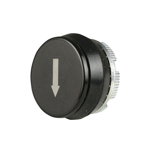 [PL005019] 22mm Momentary Push Button | Black with White Down Arrow Symbol | Compatible with P02, P03, PL, PLB & TLP Series Pendant Stations
