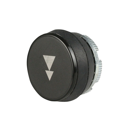 [PL005021] 22mm Momentary Push Button | Black with White 2-Speed Down Arrow Symbol | Compatible with P02, P03, PL, PLB & TLP Series Pendant Stations