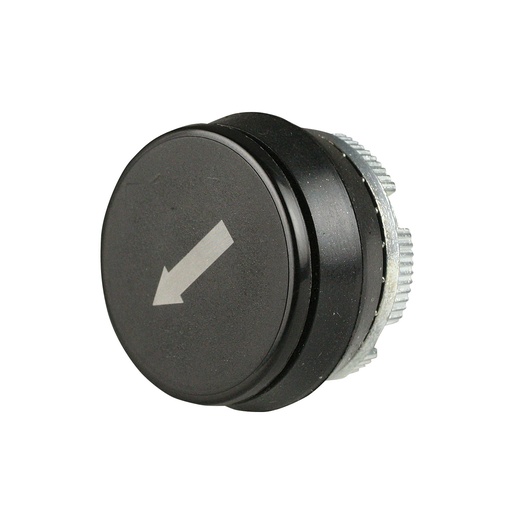 [PL005027] 22mm Momentary Push Button | Black with White Down Left 45° Arrow Symbol for Counter Clockwise or Reverse Rotation | Compatible with P02, P03, PL, PLB and TLP Series Pendant Stations