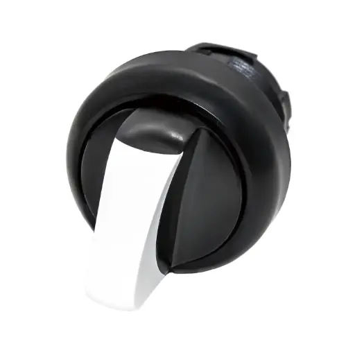 [PL007003BL] 22mm Selector Rotary Switch | Black with White Tip | 1-0-2 Position Configuration, 30° Turn  | Momentary| Compatible with P02, P03, PL, PLB & TLP Series Pendant Stations