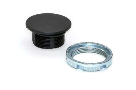 [PL015001] 22mm Hole Plug | Black with Locking Ring and Gasket | Compatible with P02, P03, PL, PLB and TLP Series Pendant Stations