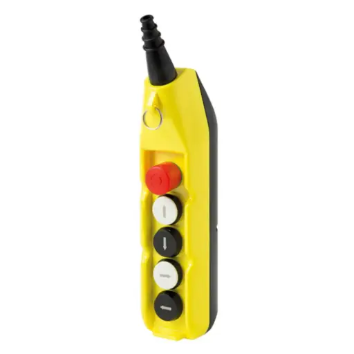 [PL05D2-E] Crane Pendant, 5 Button Pendant Station, 2 Speed Up-Down, Single Speed Left-Right, Emergency Stop