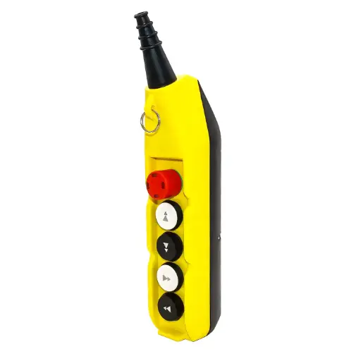[PL05D4-E] Two Speed Crane Pendant | 5 Button Pendant Station | 4 2-Speed Bidirectional Buttons | 1 E-Stop