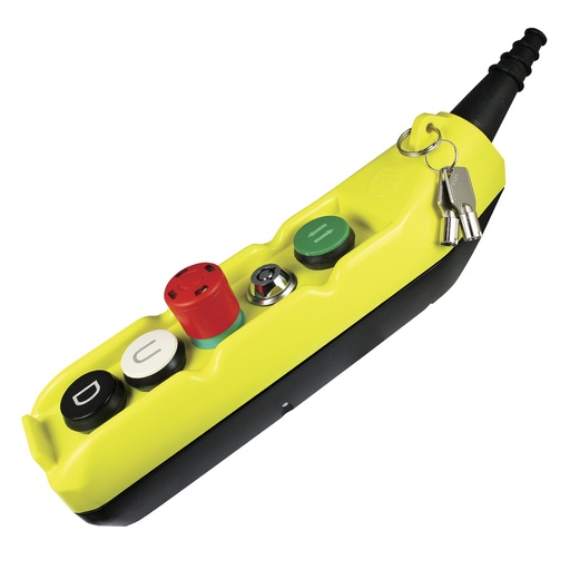 [PL05MT-TUBKEY] Temporary Run Station | 5-Button Pendant Station With Tubular Key Switch